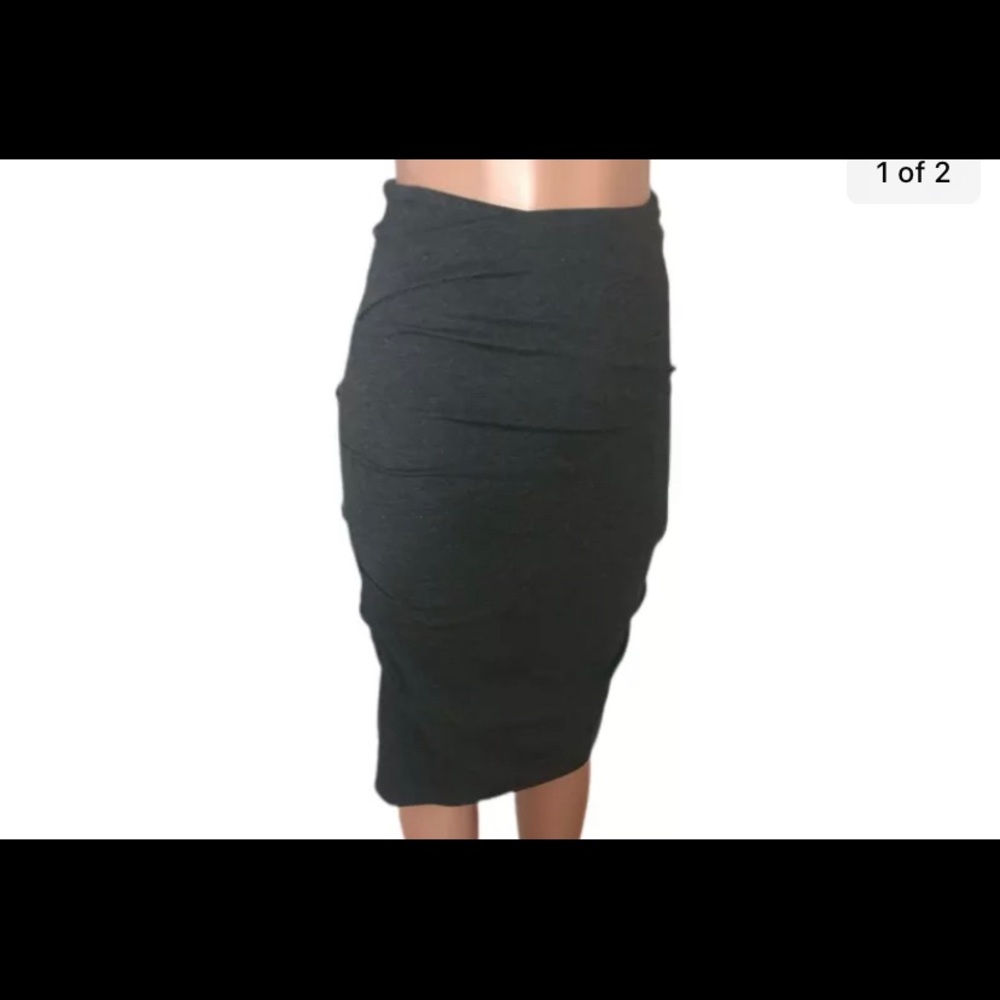 Wiggle Gray Ruched Gathered Lined Pencil Skirt SZ 6 Stretchy Nicole Miller Brand